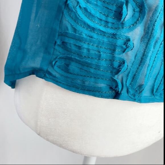 NWT chandi and lia teal blue sheer top - Picture 7 of 8